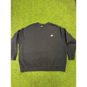 Nike Sportswear Crewneck Sweatshirt Mens 3XL Tall Black Fleece Pullover Logo